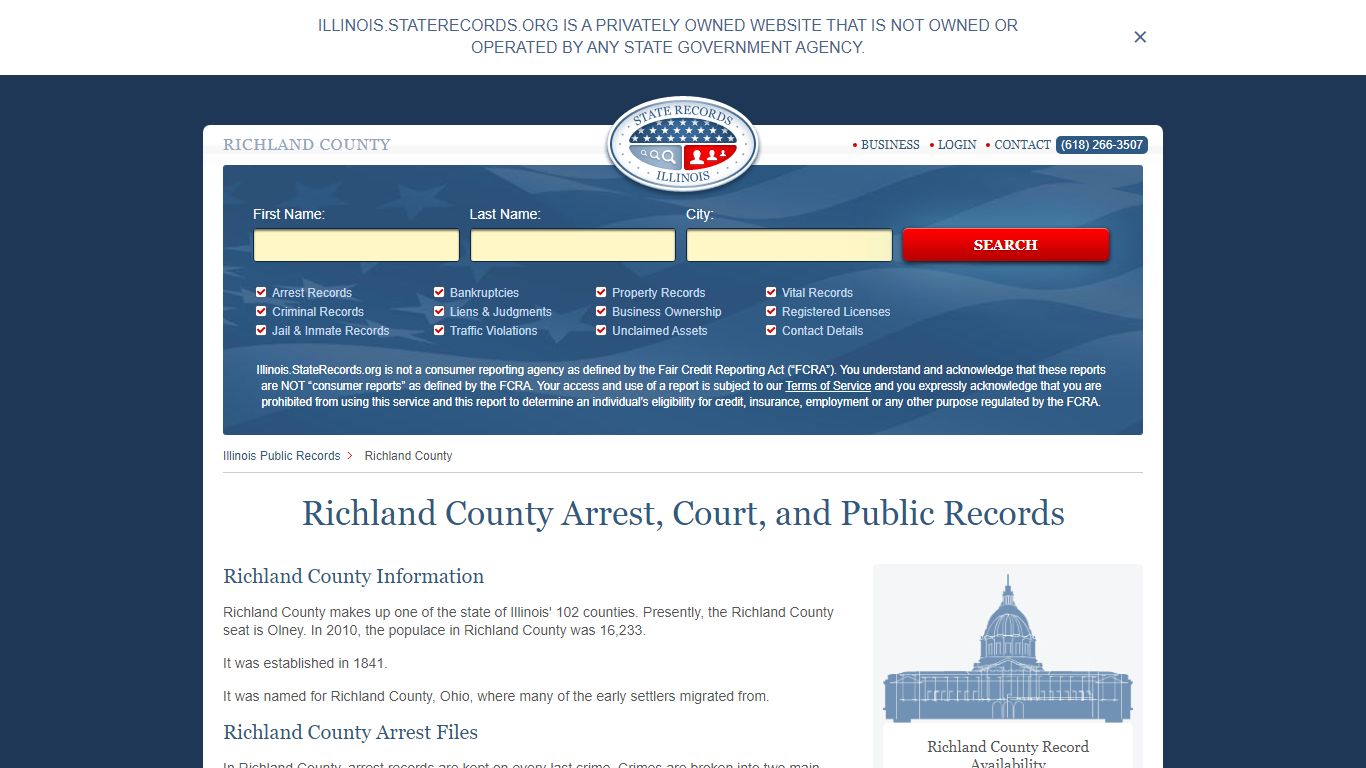 Richland County Arrest, Court, and Public Records